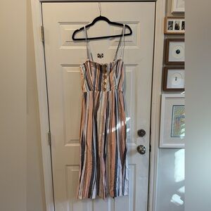 Free People Striped Midi Dress - Pink, Blue, White